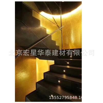 厂家直销金箔马赛克金色镜面玻璃瓷砖电视背景墙卫生间拼图墙地砖图3