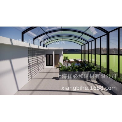 智能移动阳光房伸缩折叠遮阳防风阳台院子弯圆半圆形不违建不漏水图3