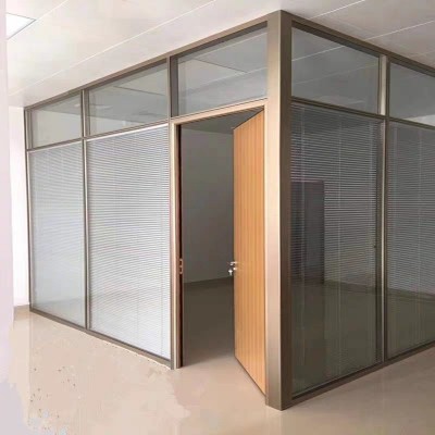 铝合金玻璃隔断墙办公室双层百叶隔断钢化玻璃隔断高隔间深圳厂家