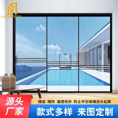 极窄转角三联动玻璃门推拉门厨房移门吊趟门客厅阳台推拉门隔断门