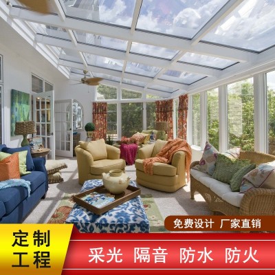 厂家直供户外阳台钢化中空玻璃房铝合金透明遮阳棚庭院阳光房定制图2