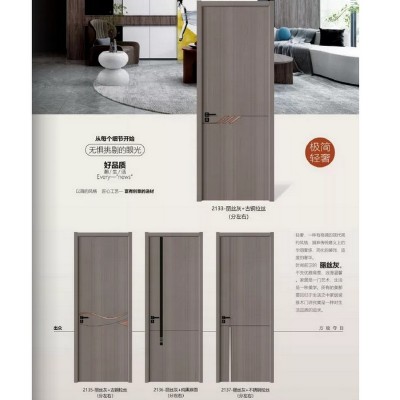 房间平开门烤漆木门 卧室实木复合门现代简约系列无漆室内门供应图5
