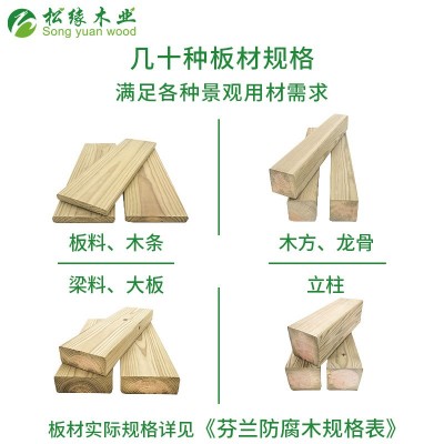 松缘芬兰木防腐木批发 批发户外深度防腐木 芬兰木板实木木梁厂家图4