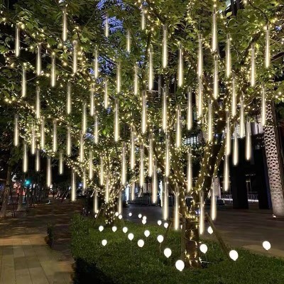 LED太阳能流星雨灯流水灯庭院公园街道亮化装饰灯挂树灯户外防水图2