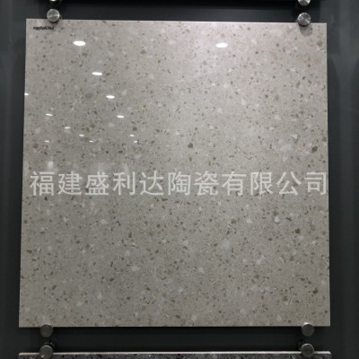 出口米色水磨石600x600全瓷地面瓷砖地砖通体浅灰色全抛釉砖800x8