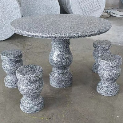厂家批发石桌石凳庭院户外 家用 象棋盘花岗岩大理石桌石凳子仿古图3