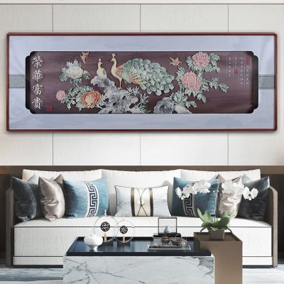 墙面新中式玉雕挂画客厅沙发背景墙装饰画立体浮雕画简约时尚大气图2