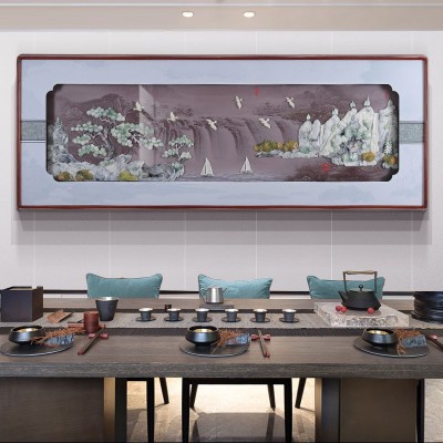墙面新中式玉雕挂画客厅沙发背景墙装饰画立体浮雕画简约时尚大气图3
