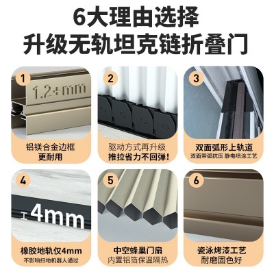 免打孔无轨蜂巢折叠门厨房卫生间隔断阳台卧室网红隐形推拉移门图3