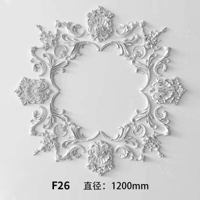 法式PU灯盘圆形吊顶造型天花欧式仿石膏拼花组合图2