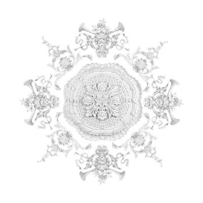 法式PU灯盘圆形吊顶造型天花欧式仿石膏拼花组合图4