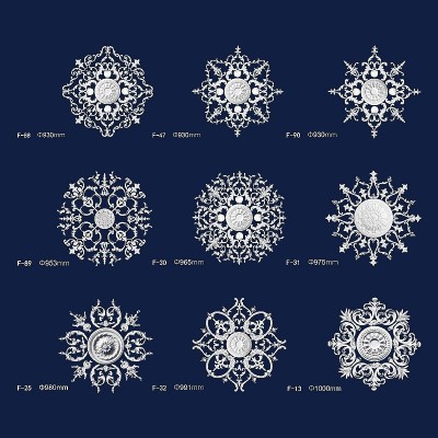 法式PU灯盘圆形吊顶造型天花欧式仿石膏拼花组合图3