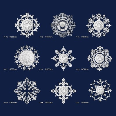 法式PU灯盘圆形吊顶造型天花欧式仿石膏拼花组合图5