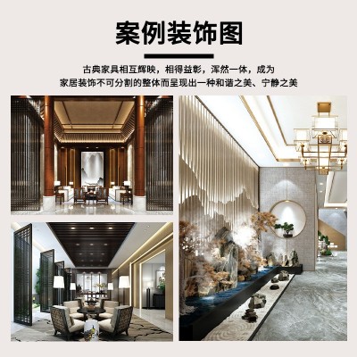 仿木纹铝屏风室内新中式装饰铝屏风简约铝合金方管铝屏 风隔断型材图3