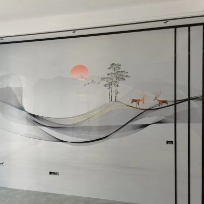 竹木纤维3D打印背景墙 哑光亮光欧式中式客厅卧室电视沙发背景墙图2