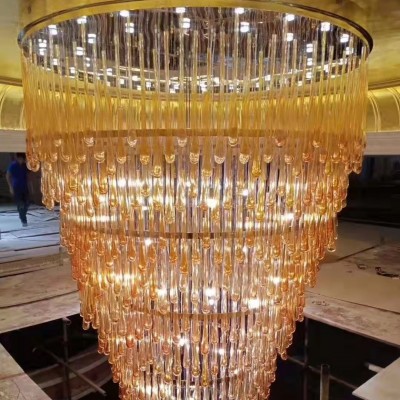 酒店酒店大堂水晶吊灯工艺玻璃鱼形灯源头工厂厂家批发图3