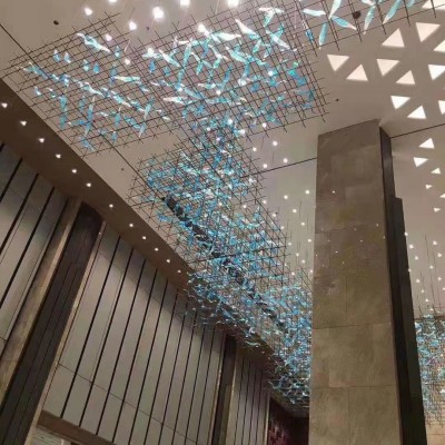 酒店酒店大堂水晶吊灯工艺玻璃鱼形灯源头工厂厂家批发图4