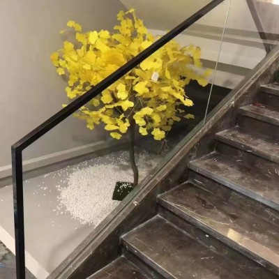 别墅新款玻璃楼梯扶手/埋卡槽玻璃扶手/包钢板楼梯扶手/玻璃栏杆图5