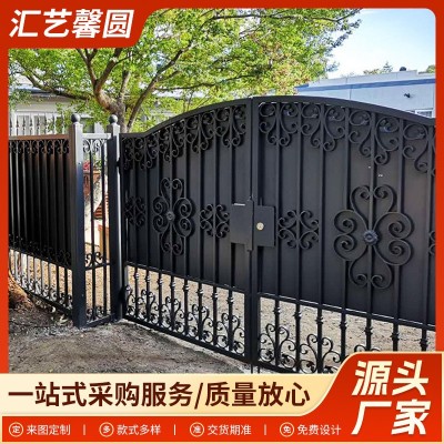 加工密封铁艺大门电动平移门 花园铁门铁大门 设计欧式庭院大门