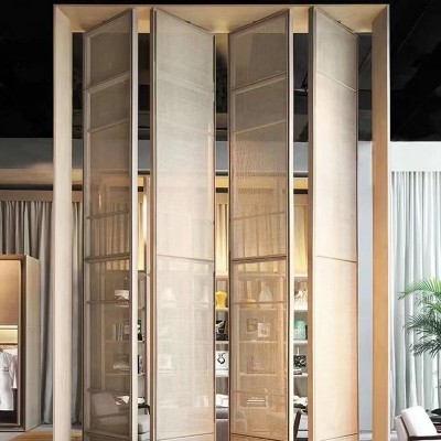 跨境不锈钢屏风新中式隔断酒店客厅玄关装饰不锈钢入户隔断屏风图3