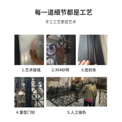 厂家铁艺门别墅大门进户门双开门入户门防盗门玻璃铁艺门批发直销图3