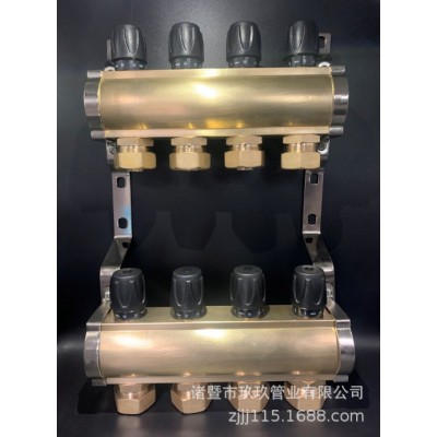 40管黄铜精抛手动温控支架式分水器