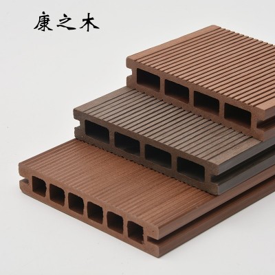 外贸现货木塑地板 WPC 140*25圆孔拱挤长城板漏台3D压花塑木地板图2