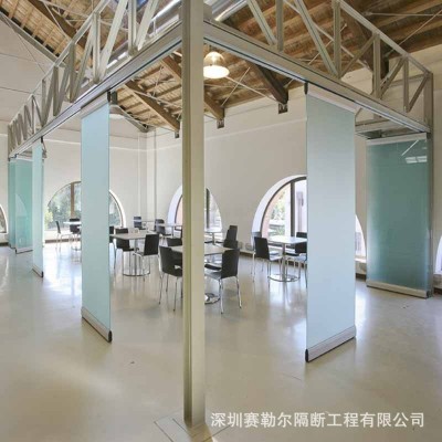 酒店铝合金无框钢化玻璃隔断墙办公室全景全开落地隐型门边折叠门图4