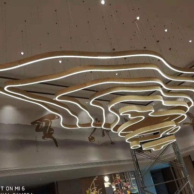 酒店别墅梯田工程灯饰现代艺术山峦云梯吊灯复式楼大堂展厅吊灯具图2