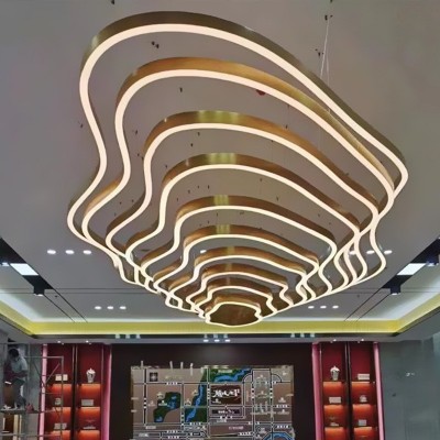酒店别墅梯田工程灯饰现代艺术山峦云梯吊灯复式楼大堂展厅吊灯具图4