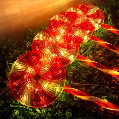 哇噢太阳能棒棒糖灯户外防水LED圣诞节日装饰灯糖果造型地插灯