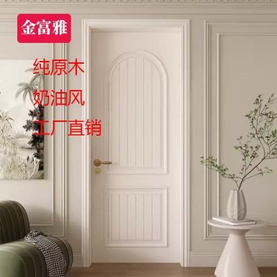 金富雅实木门定制奶油风法式胡桃木原木门房门环保烤漆卧室门