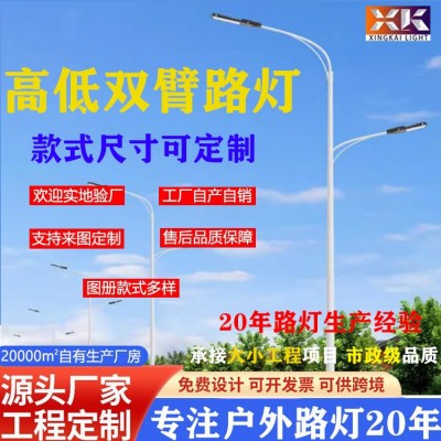 led市政道路双臂路灯8米10米12米户外高杆路灯广场公园高低臂路灯