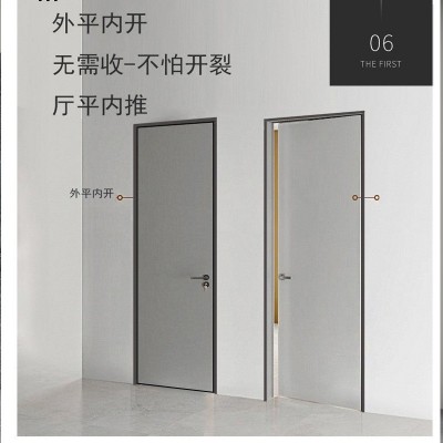 极简卧室门极窄铝木门外平内开窄边框木门铝合金平开门隔音室内门图3