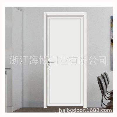 海博门业厂家批发出口平板门免漆PVC卧室门室内门房间门白色木门图4