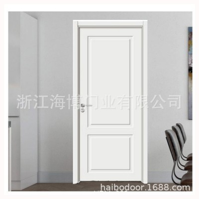 海博门业厂家批发出口平板门免漆PVC卧室门室内门房间门白色木门图3