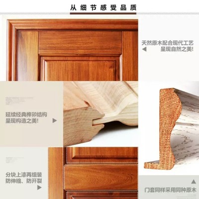 工厂原木色门别墅实木门房门室内卧室门新中式橡木门隔音胡桃木门图3