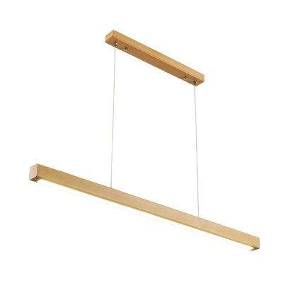 原木餐厅吊灯一字极简长条灯北欧日式简约现代新款吧台餐桌灯具图4