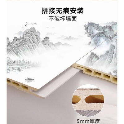竹木纤维3D浮雕5D晶雕背景墙高光电视背景墙哑光形象墙来图打印图2