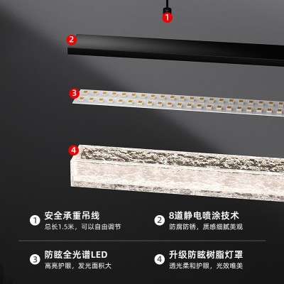 意式极简餐厅吊灯现代简约吧台创意餐桌饭厅设计师高端一字长条灯图3