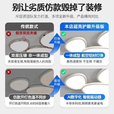 君御云朵灯护眼客厅灯主灯鹅卵石吸顶灯现代简约中山灯具新款图2