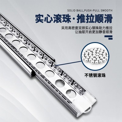 4515不锈钢加长三折阻尼缓冲滑轨 橱柜抽屉超长1米长三节导轨批发图4