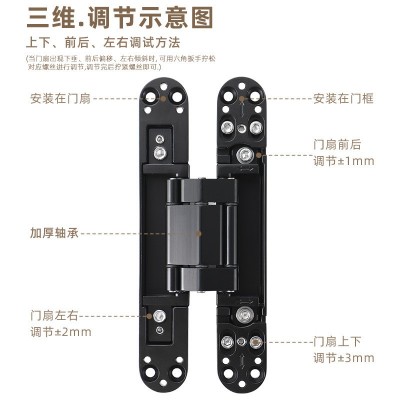 隐形门合页三维可调暗门暗藏隐藏木门门板折叠门重型暗装十字铰链图4