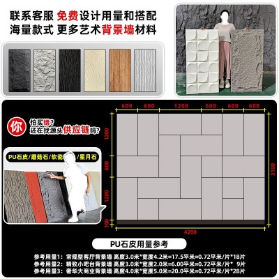 PU石皮背景墙轻质pu仿石材仿真蘑菇石文化石大板外墙砖石 板超薄款图2