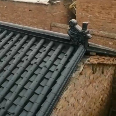 定制90公分一体屋檐树脂装饰瓦 中式塑料瓦片 古建仿古一体瓦片图3