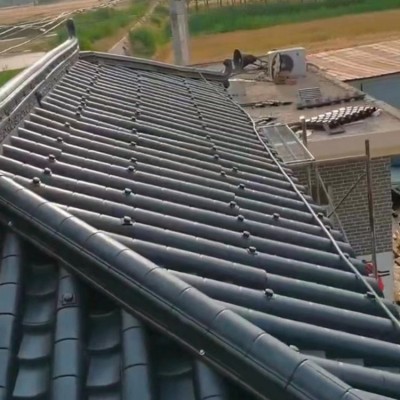 定制100公分一体屋檐树脂装饰瓦 中式塑料瓦片 古建仿古一体瓦片图2