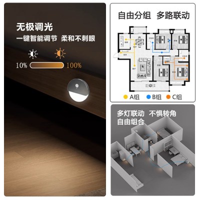 联动感应充电夜灯壁灯床头走廊卧室台阶楼梯踏步跨境地脚灯小夜灯图3