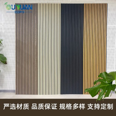 外贸聚酯纤维吸音板木条格栅吸音板背景墙隔音板厂家现货批发胡桃图2