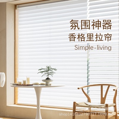 外贸现代香格里拉帘防窥免打孔百叶窗帘成品隔热防眩晕电动遮阳帘图3