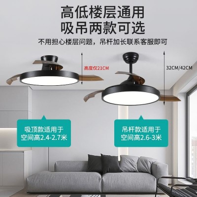 全光谱风扇灯客厅隐形家用带电扇一体餐厅灯卧室大风力三防吊扇灯图4